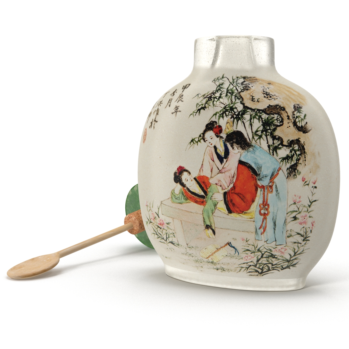 3D Chinese Snuff Bottle With Spoon