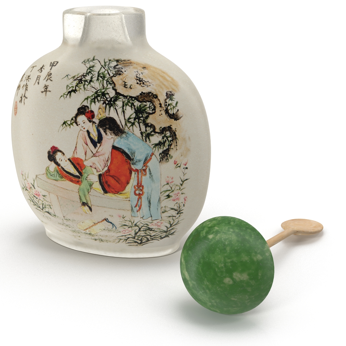 3D Chinese Snuff Bottle With Spoon