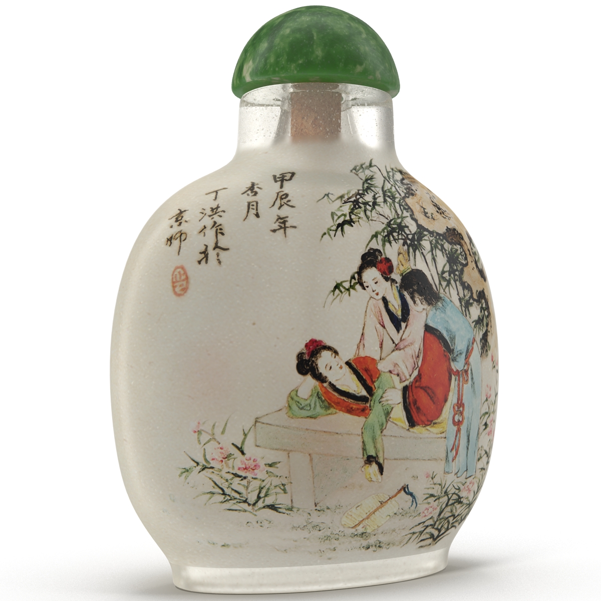 3D Chinese Snuff Bottle With Spoon