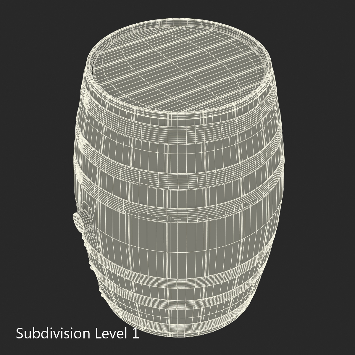 3D Wooden Barrel model