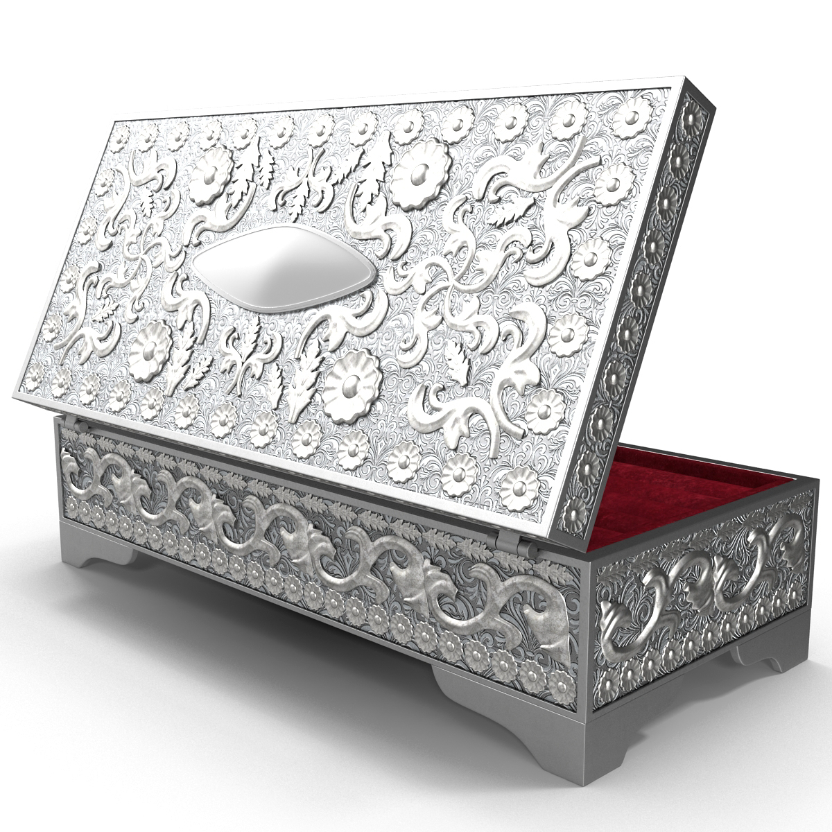 3D Pewter Jewelry Box model