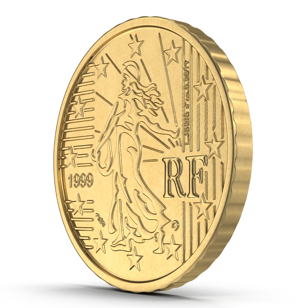 French Euro Coin 50 Cent 3D model