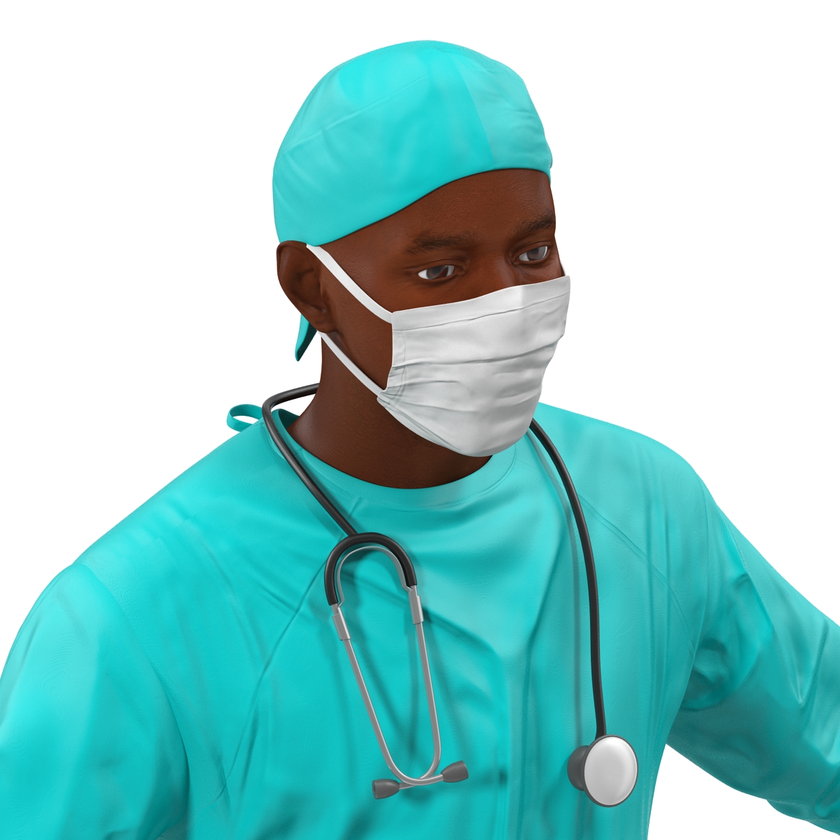 Male African American Surgeon 3D model