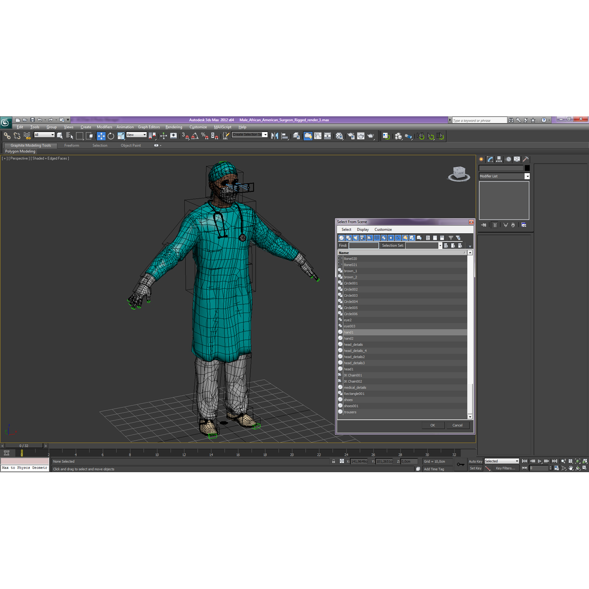 3D Male African American Surgeon Rigged