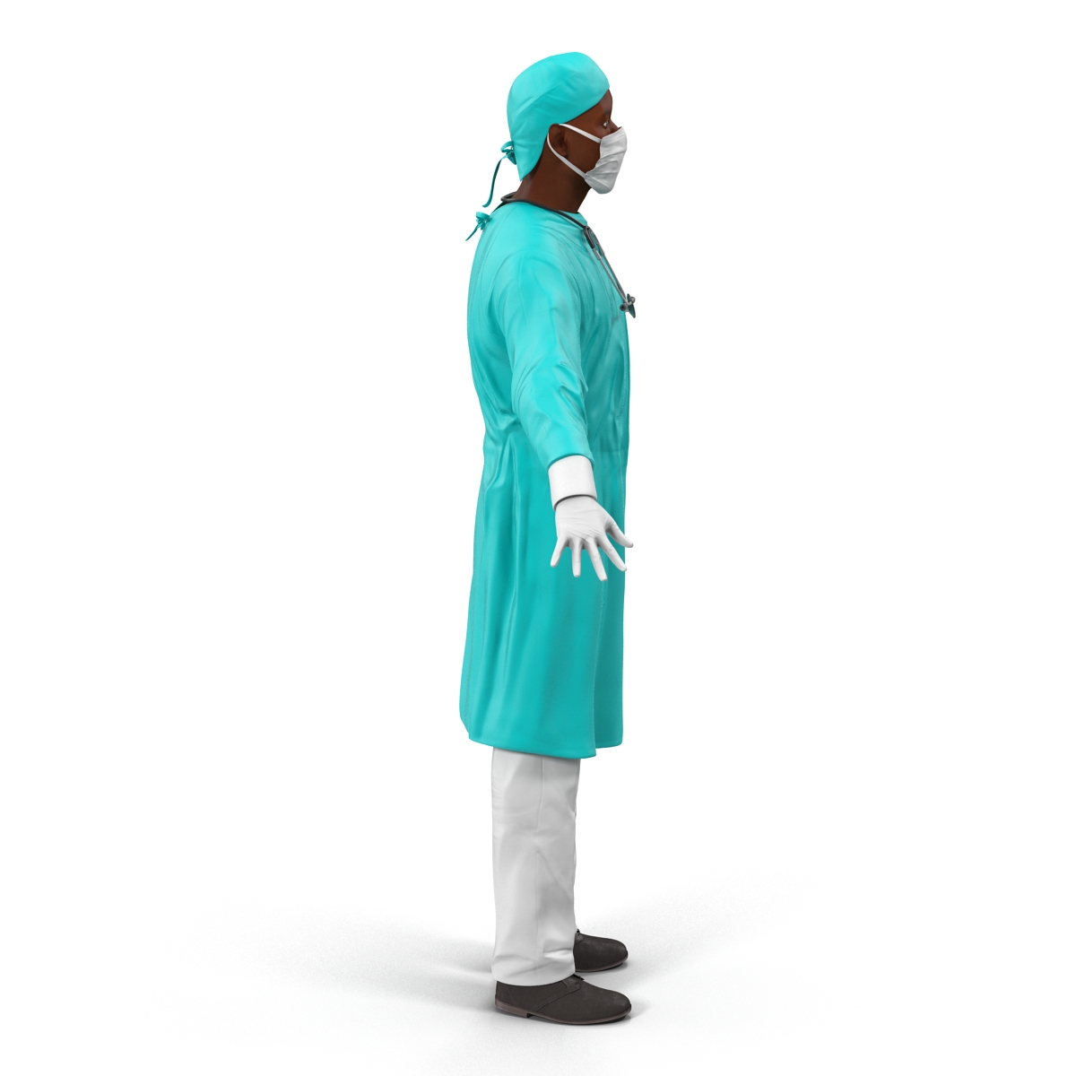 3D Male African American Surgeon Rigged