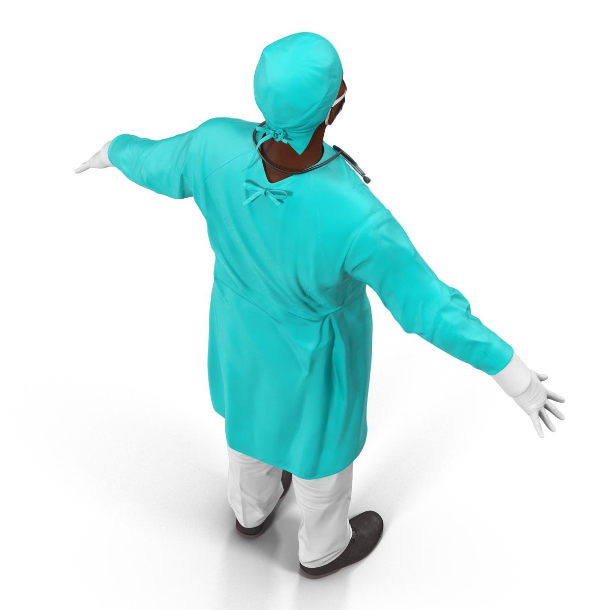 3D Male African American Surgeon Rigged