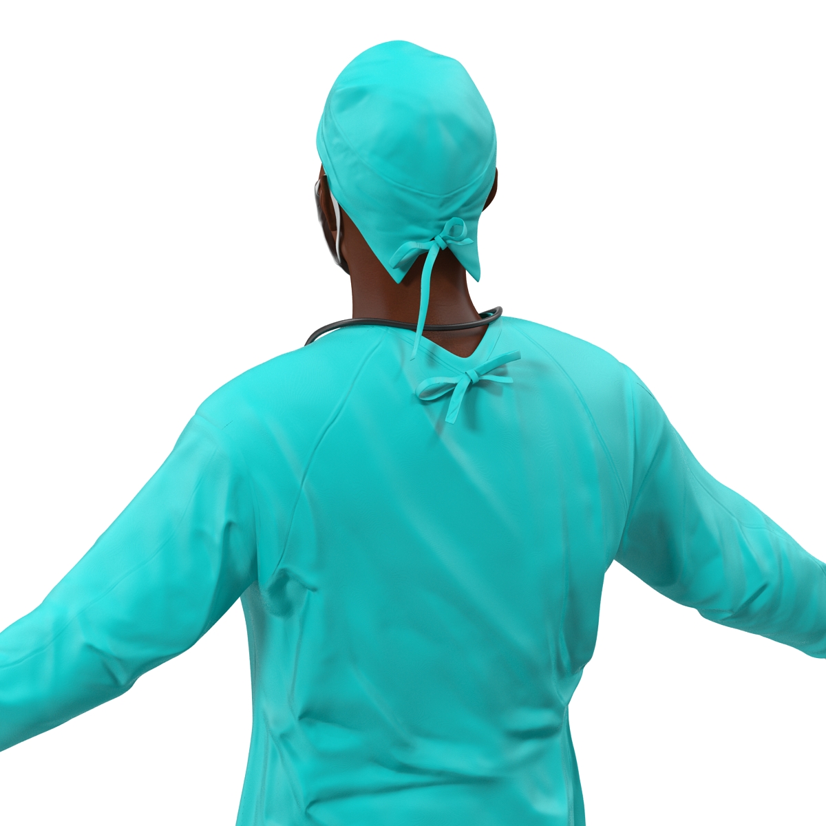 3D Male African American Surgeon Rigged