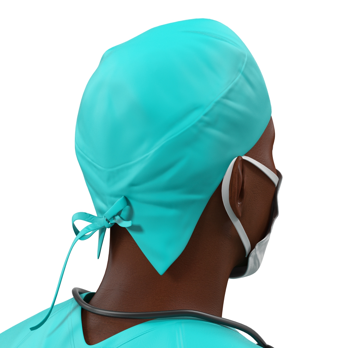 3D Male African American Surgeon Rigged