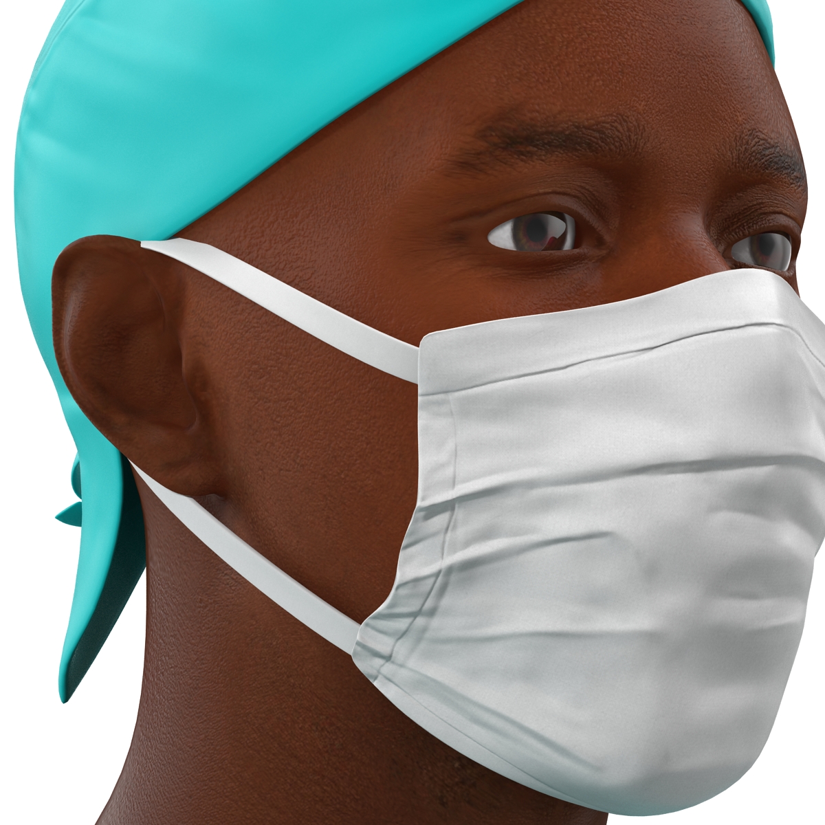 3D Male African American Surgeon Rigged