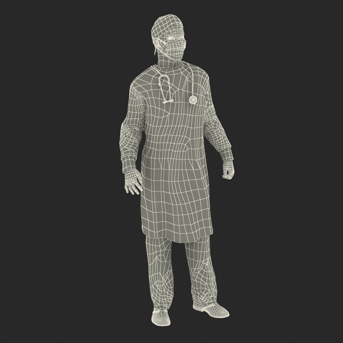 3D Male African American Surgeon Rigged