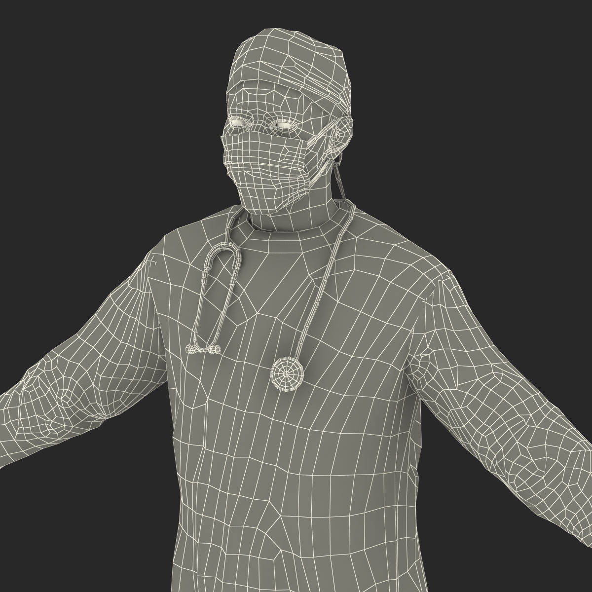 3D Male African American Surgeon Rigged