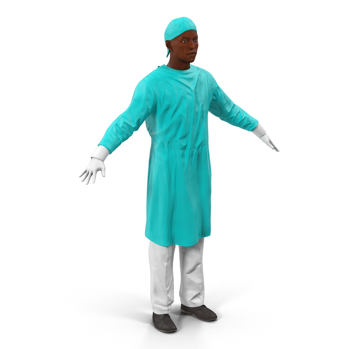 3D Male African American Surgeon 3