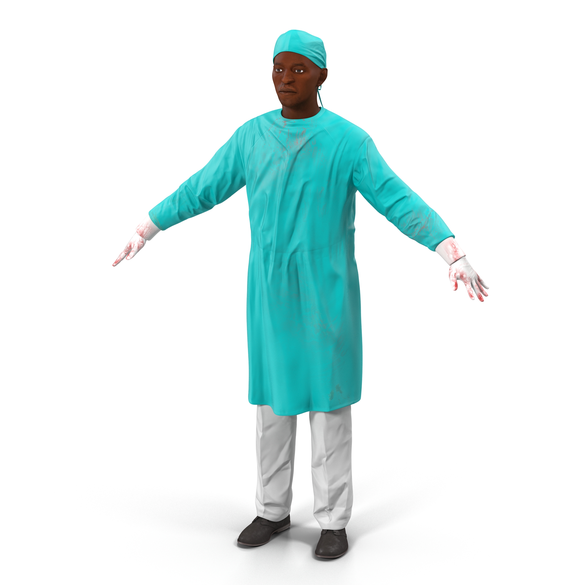 3D Male African American Surgeon 4