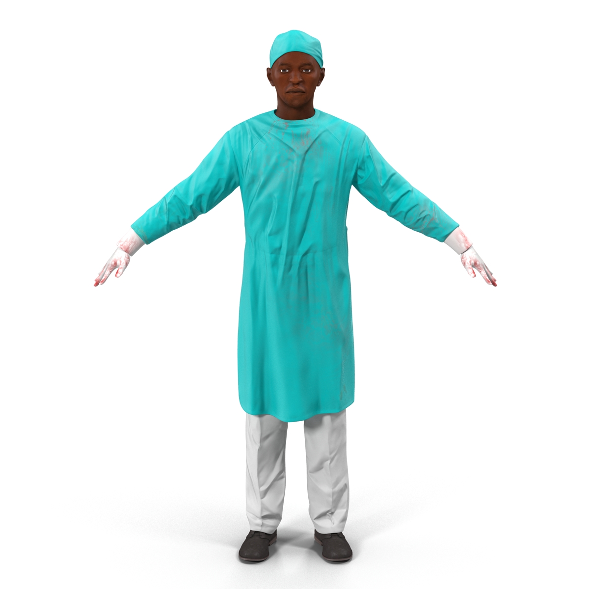 3D Male African American Surgeon 4