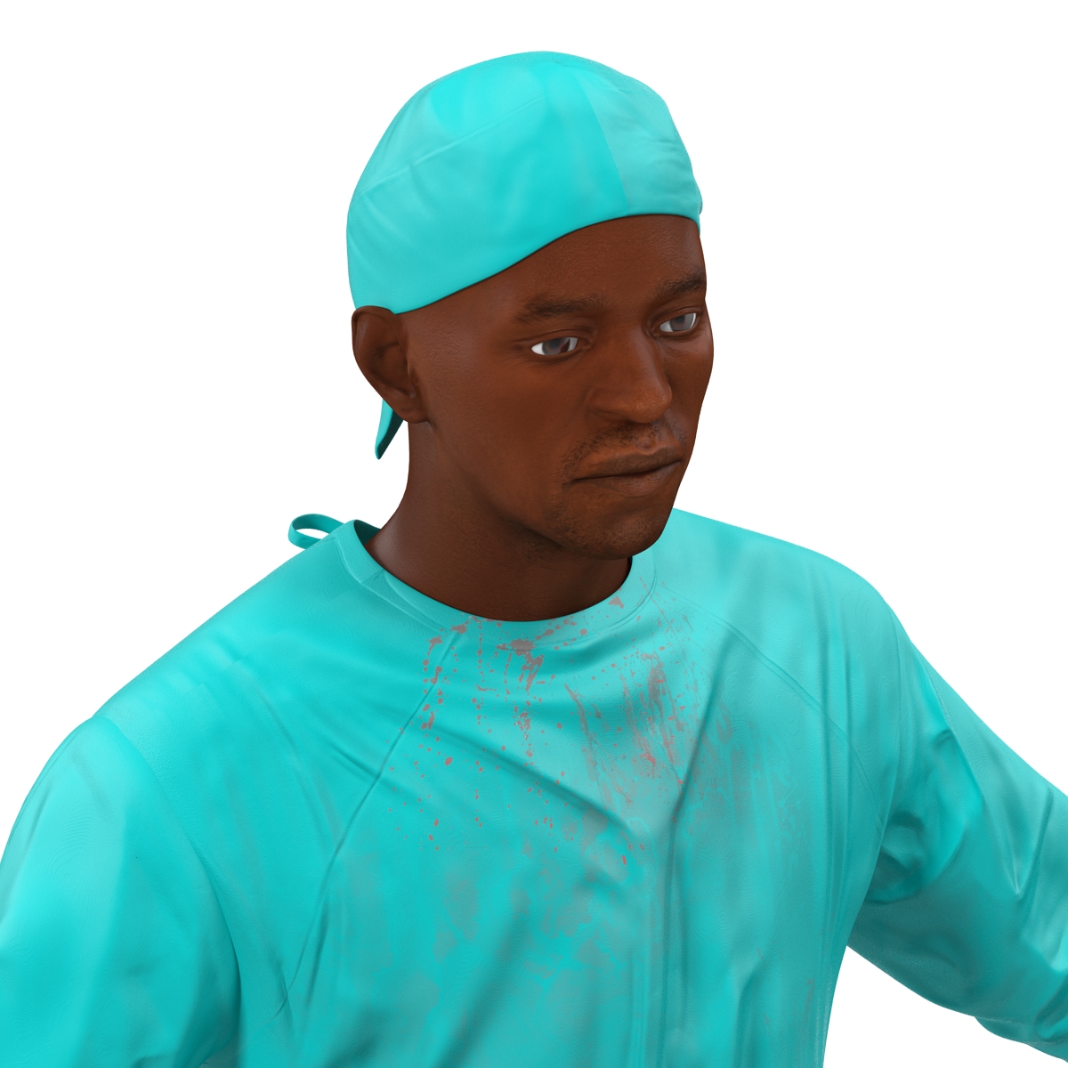 3D Male African American Surgeon 4