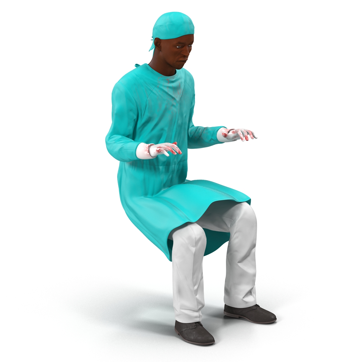 3D Male African American Surgeon 4 Rigged model