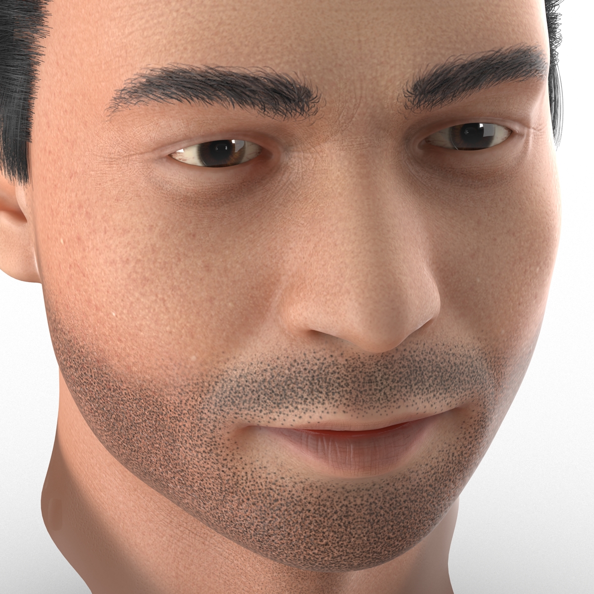 3D Mediterranean Male Head with Hair model