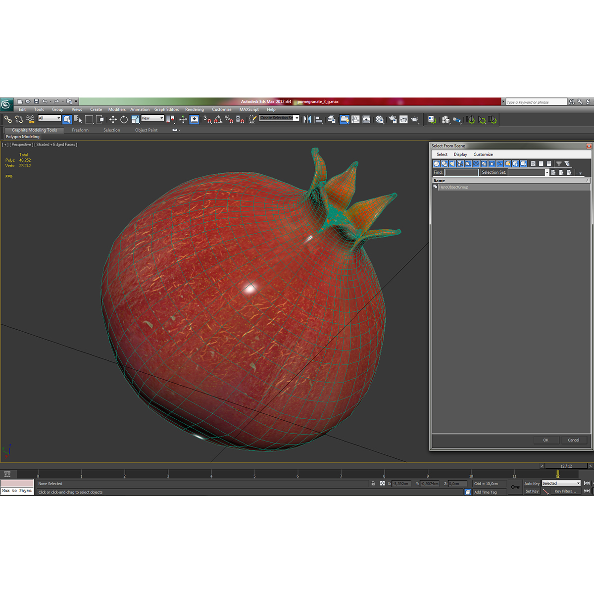 3D Pomegranate 3 model