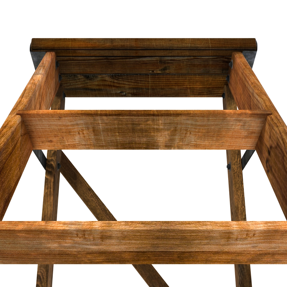 Old Wooden Step Ladder 2 3D model