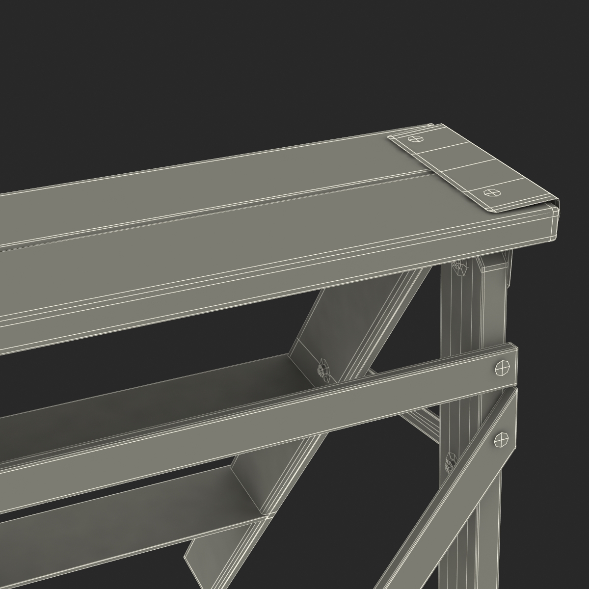 Old Wooden Step Ladder 2 3D model