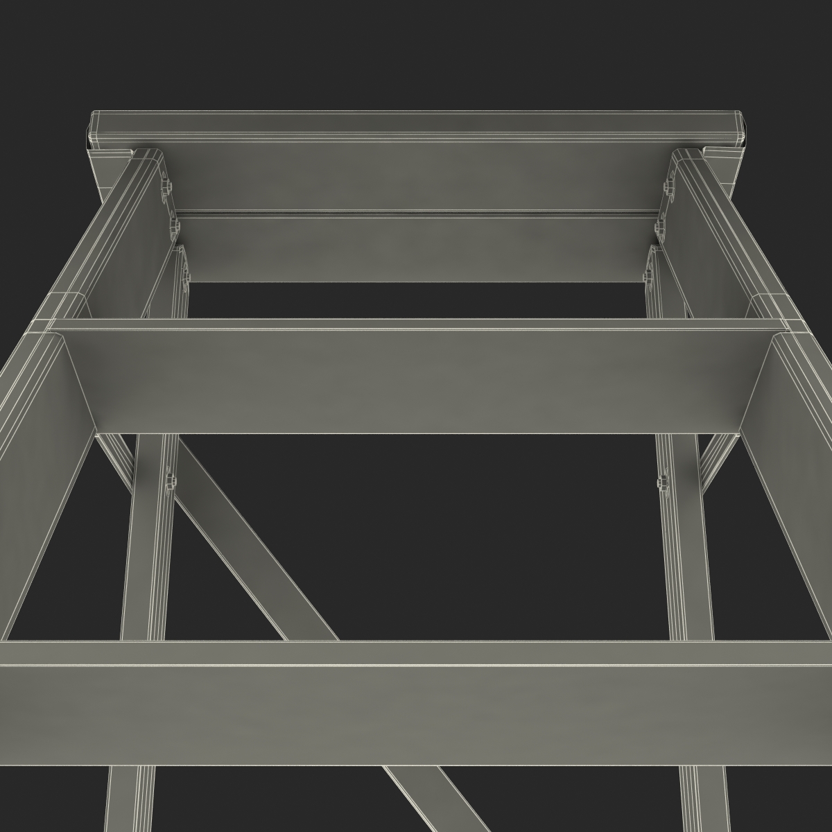 Old Wooden Step Ladder 2 3D model