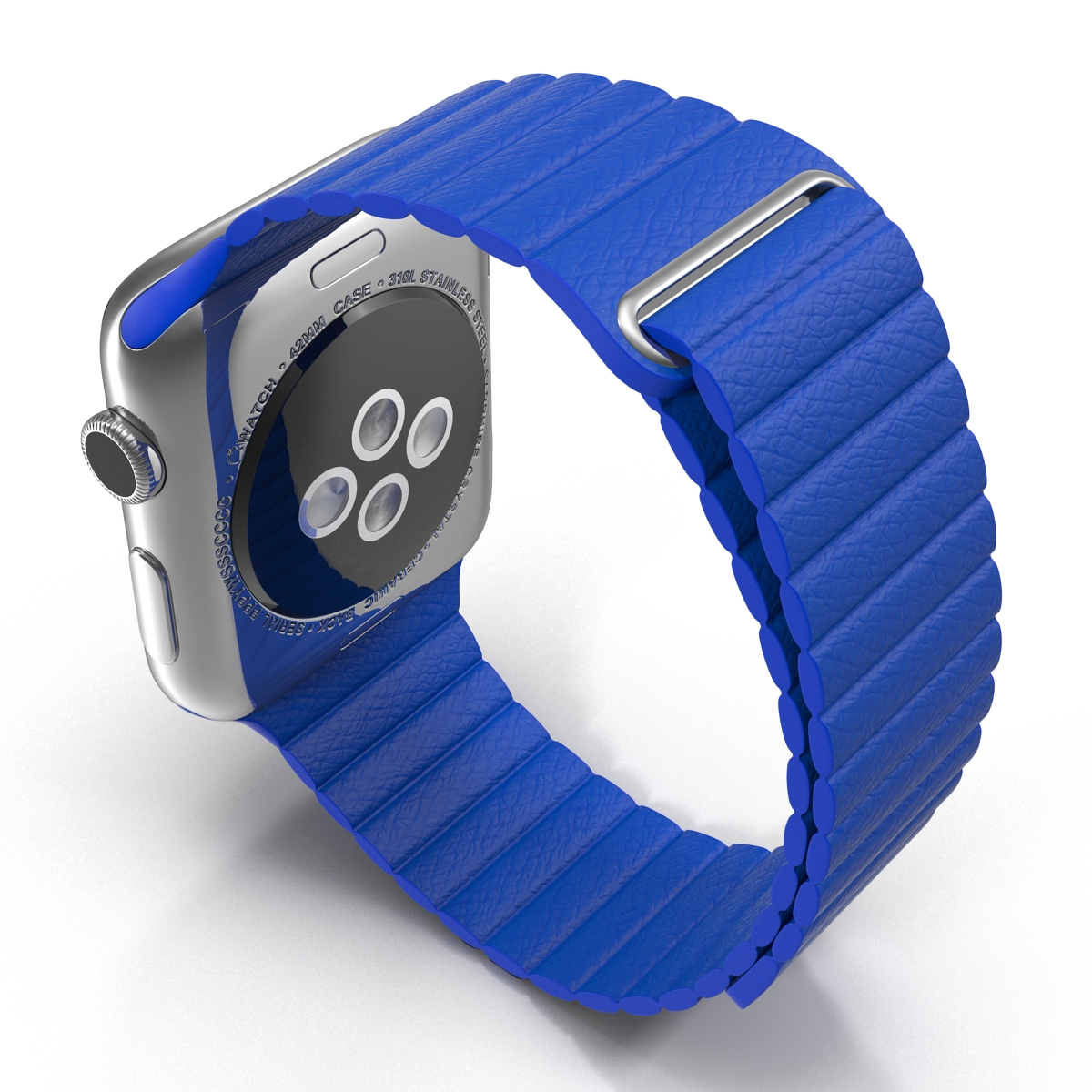 3D Apple Watch Blue Leather Magnetic Closure