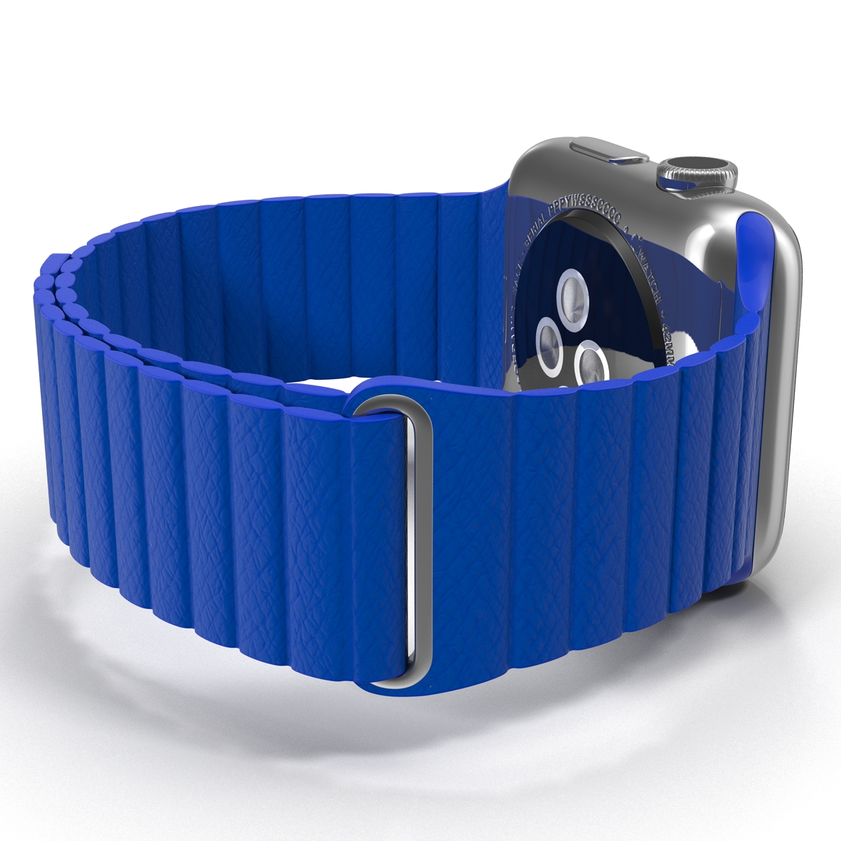 3D Apple Watch Blue Leather Magnetic Closure