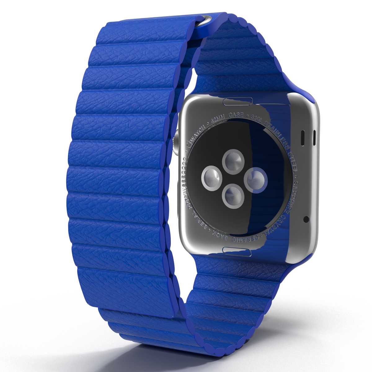 3D Apple Watch Blue Leather Magnetic Closure 2 model