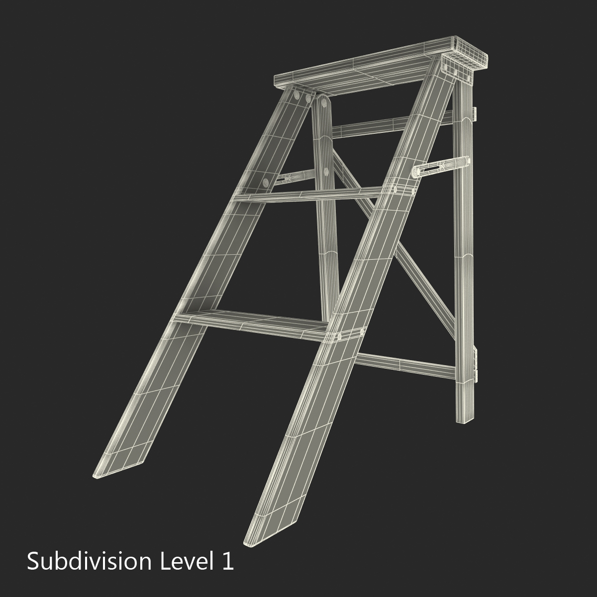 Old Wooden Step Ladder 3D