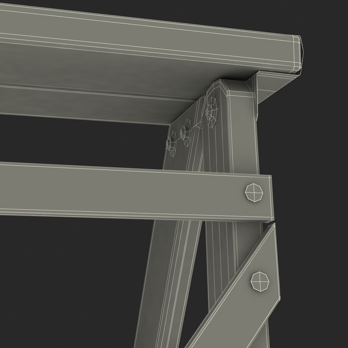 Old Wooden Step Ladder 3D