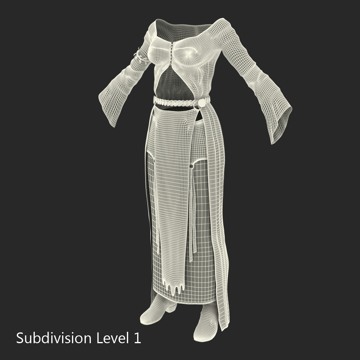 3D Female Medieval Clothes model