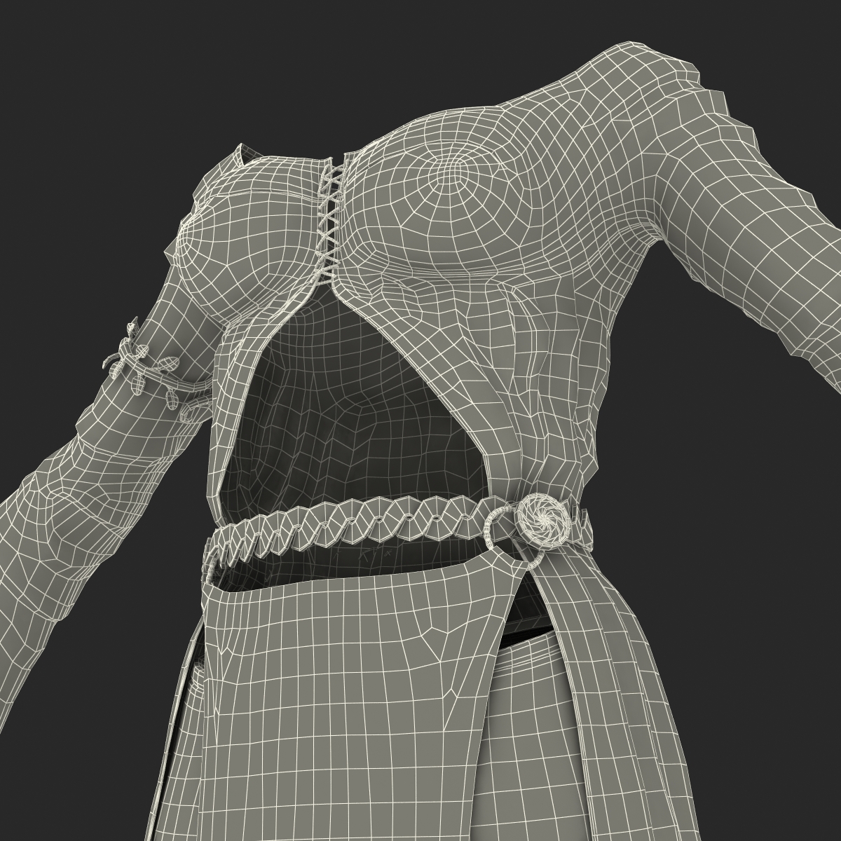 3D Female Medieval Clothes model