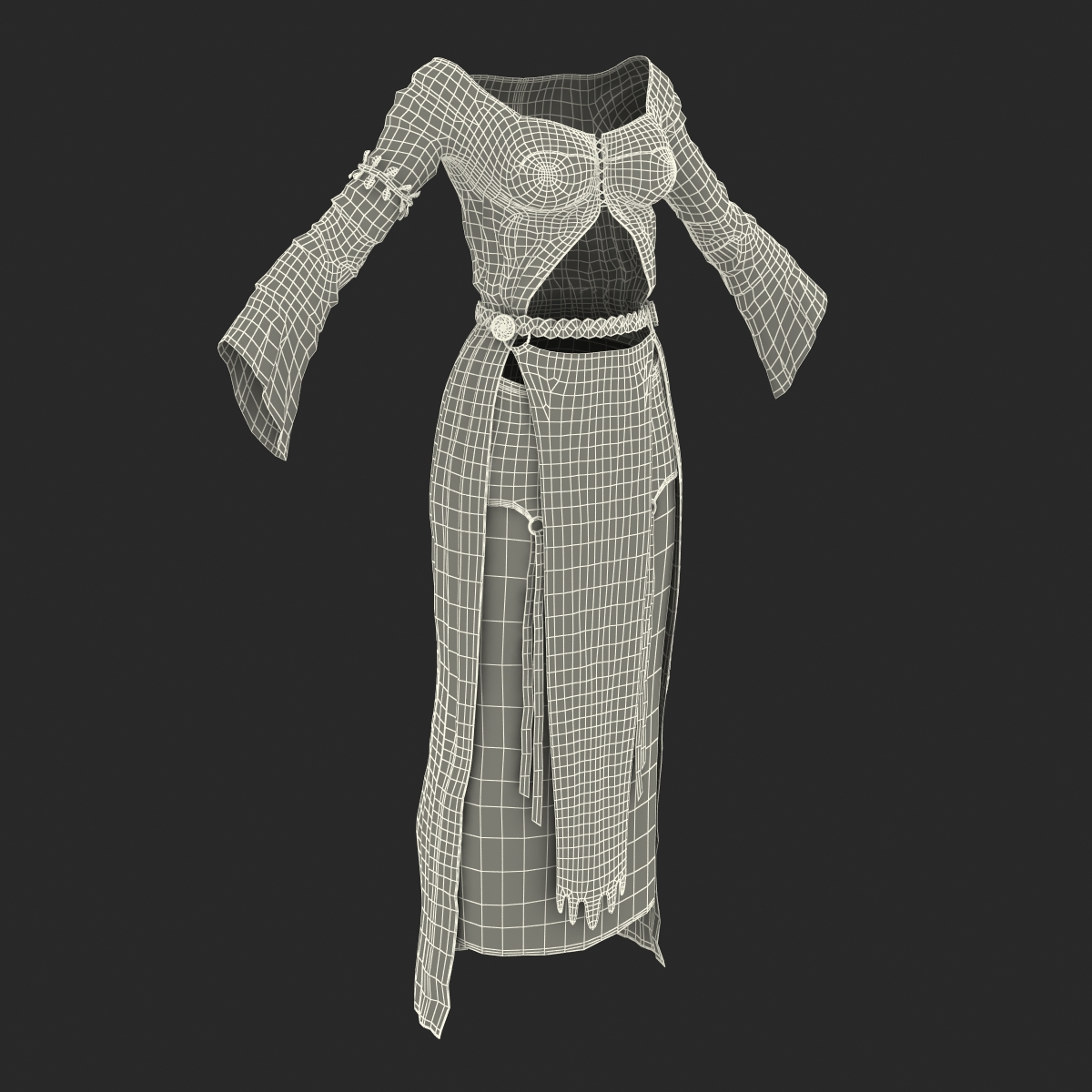 3D model Female Medieval Clothes 2