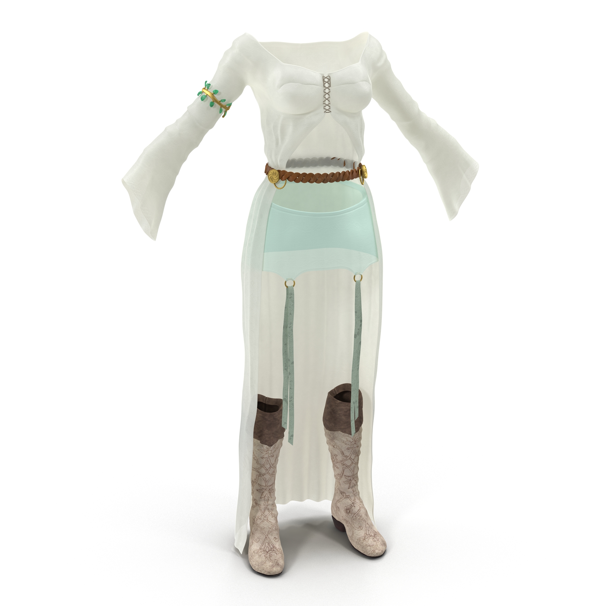 3D model Female Medieval Clothes 3