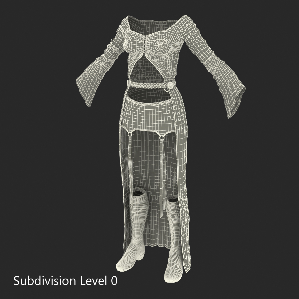 3D model Female Medieval Clothes 3