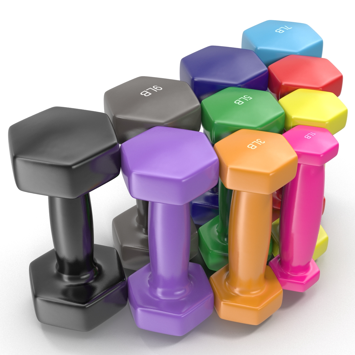 3D model Dumbbell Weights Set