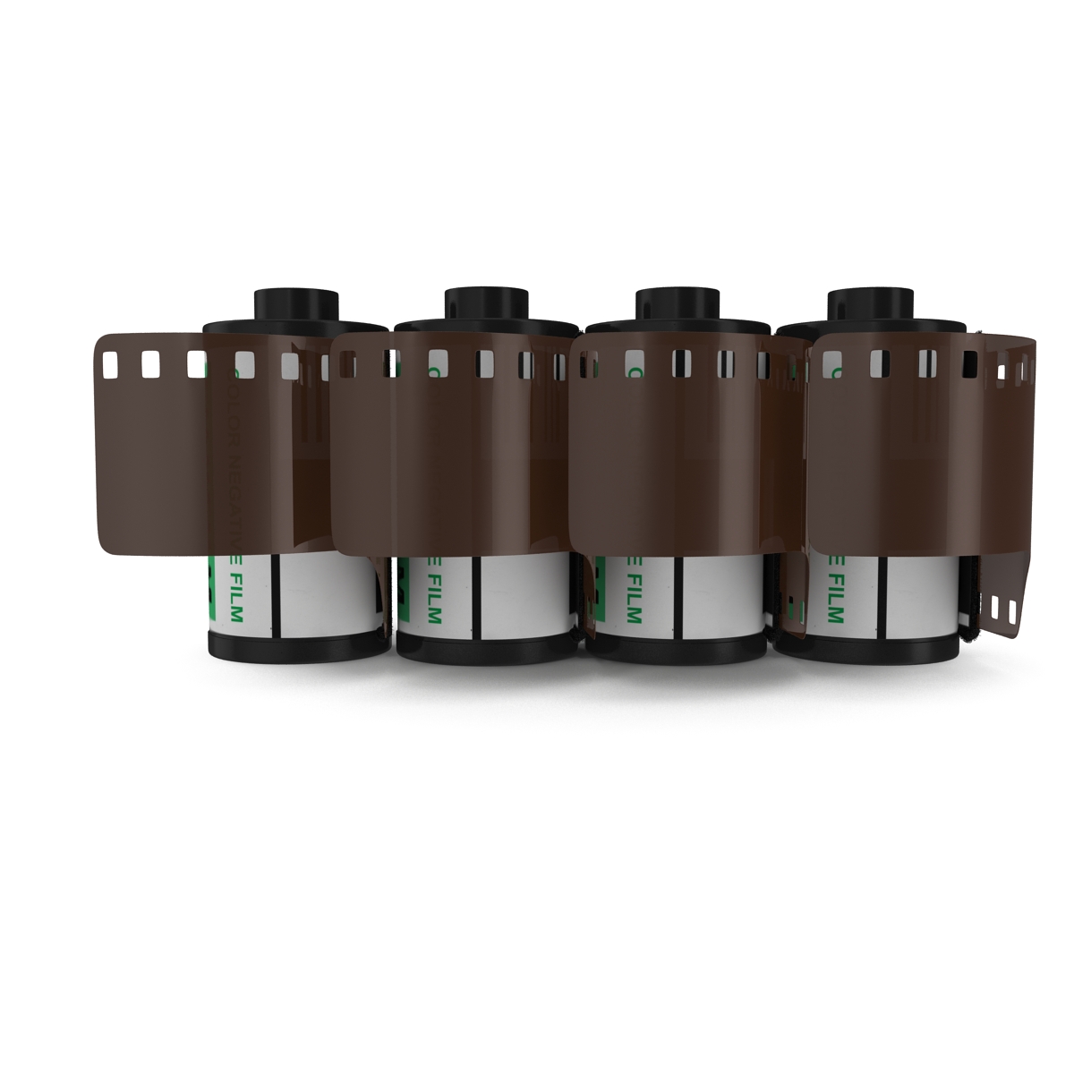 35mm Film Roll Green Set 3D model