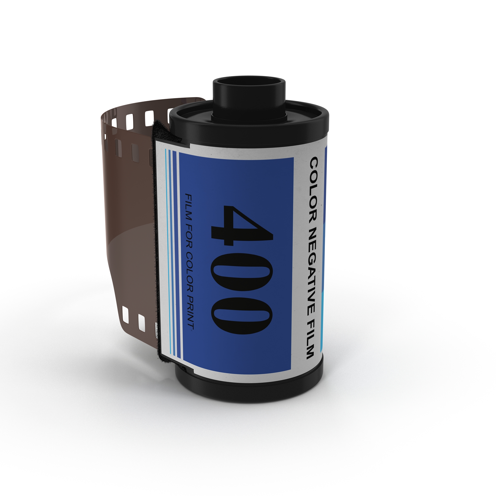 35mm Film Roll Blue 3D model