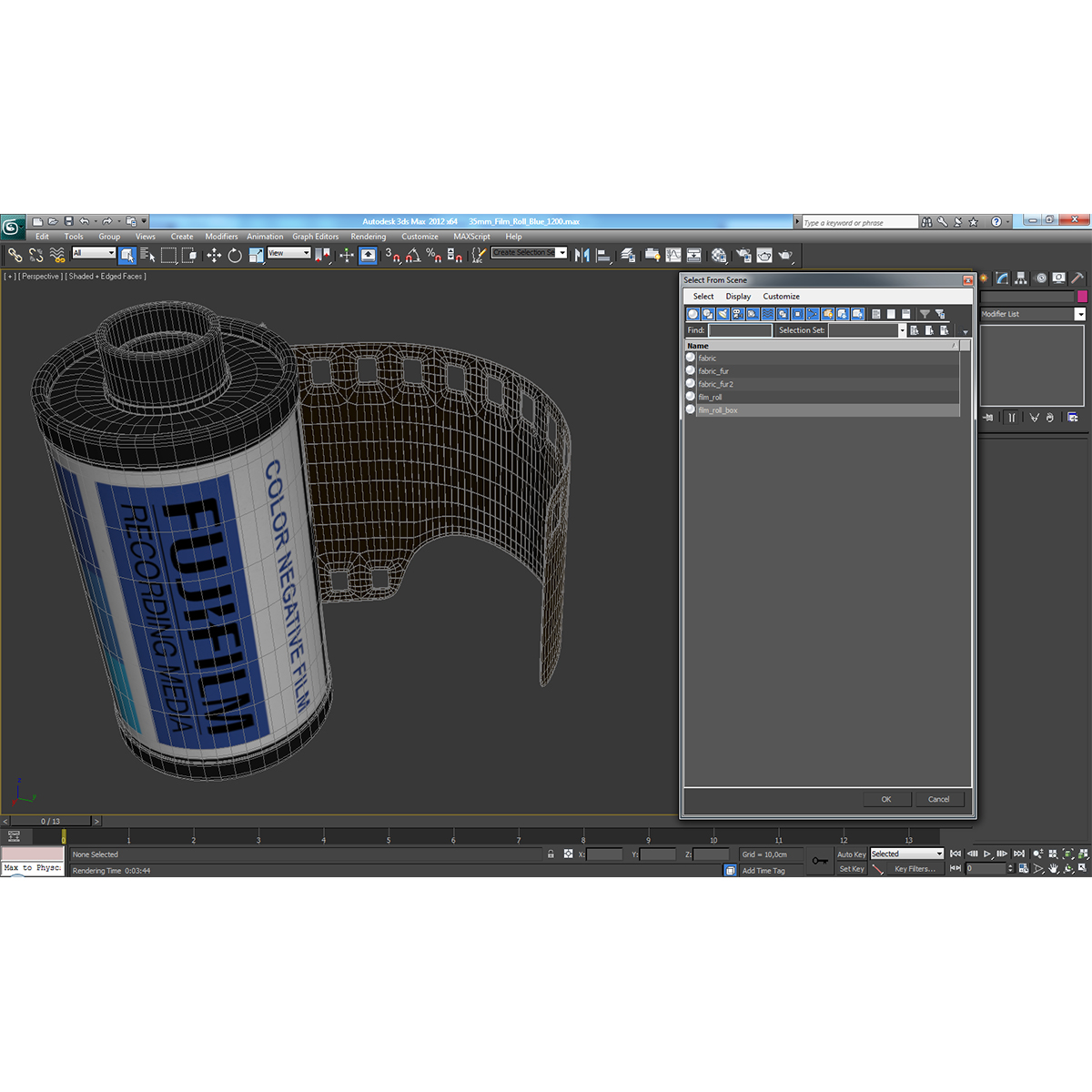 35mm Film Roll Blue 3D model