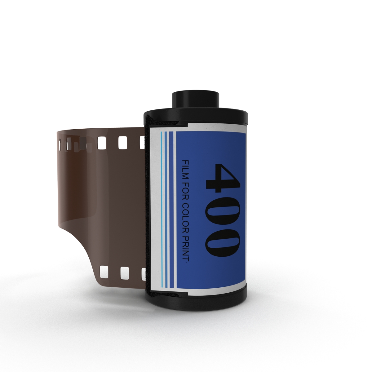 35mm Film Roll Blue 3D model