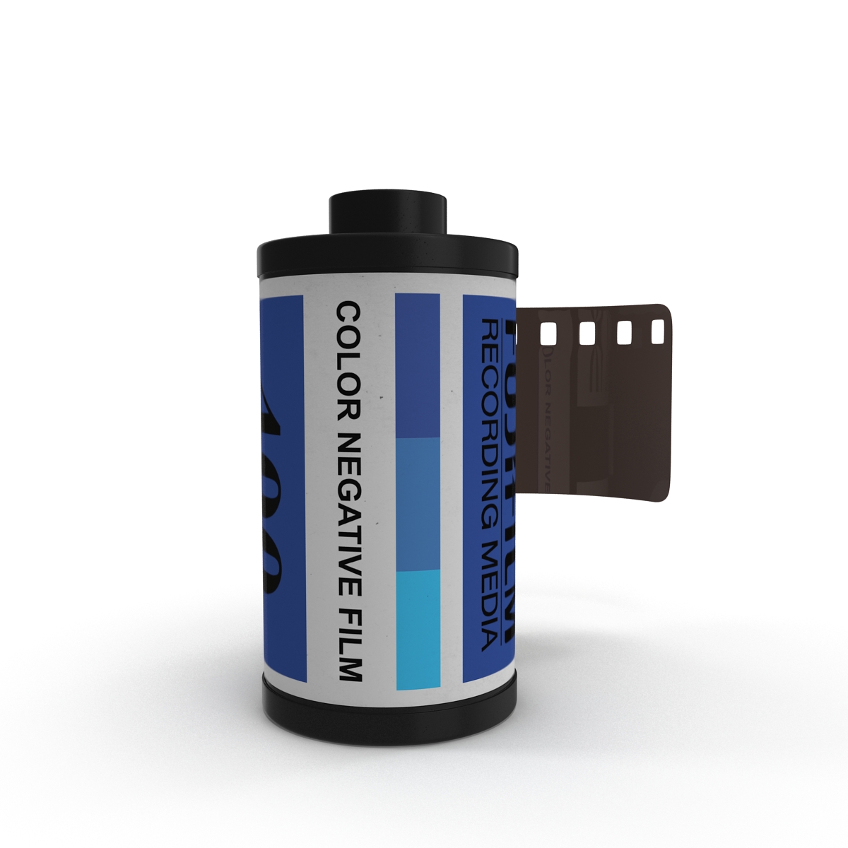 35mm Film Roll Blue 3D model