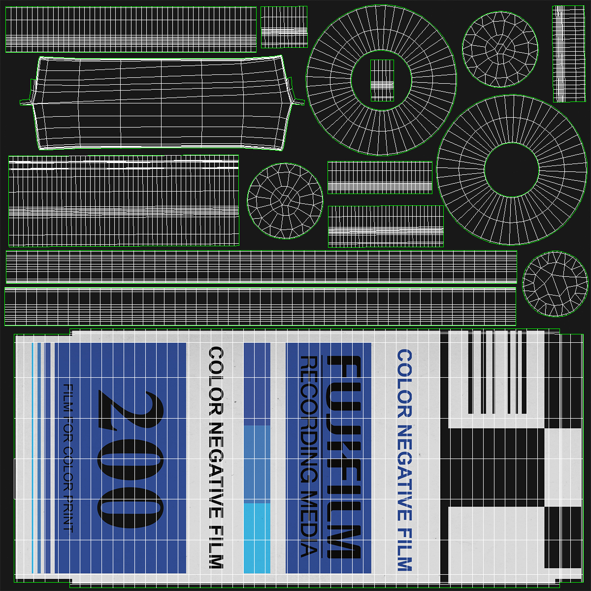 3D 35mm Film Roll Blue Set model