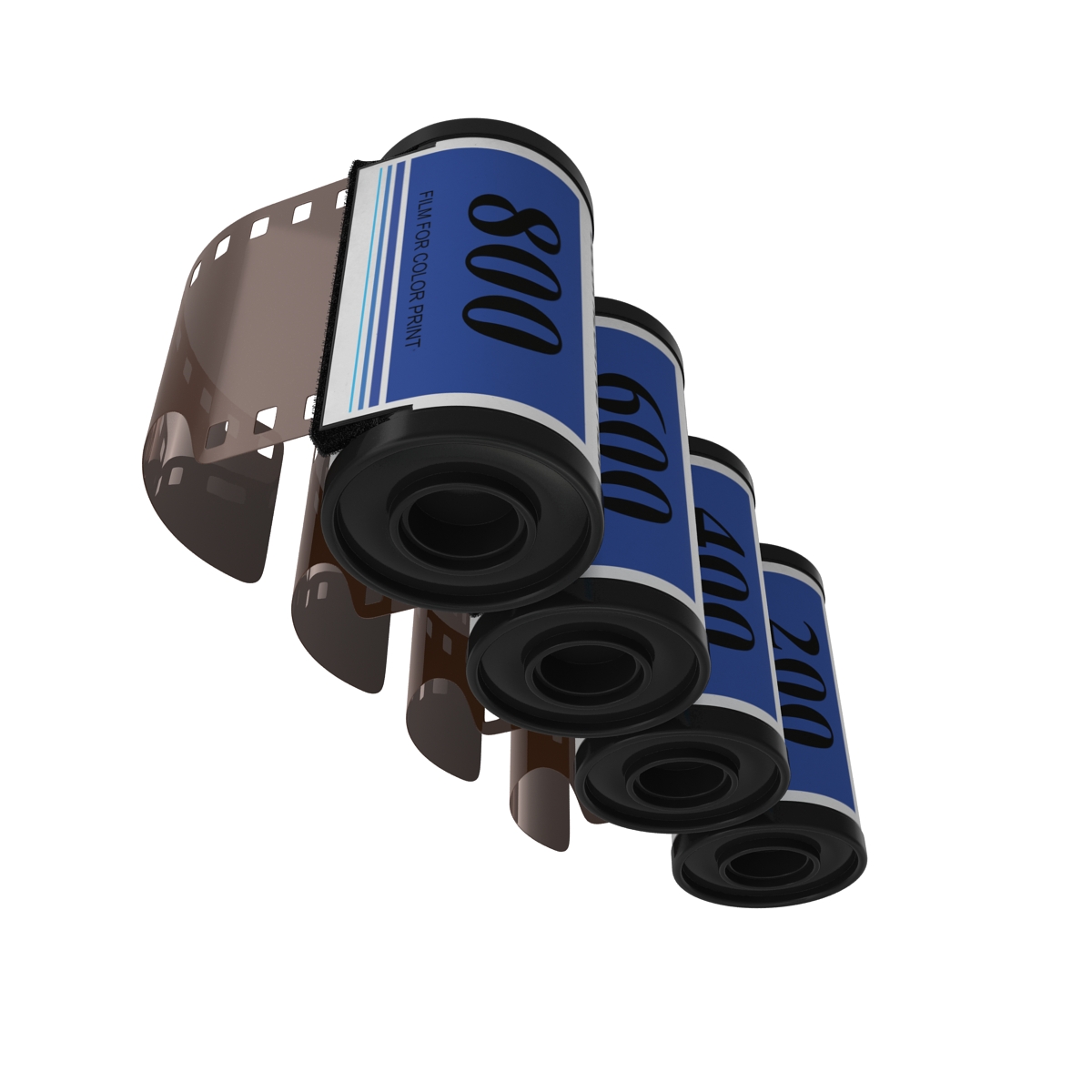 3D 35mm Film Roll Blue Set model