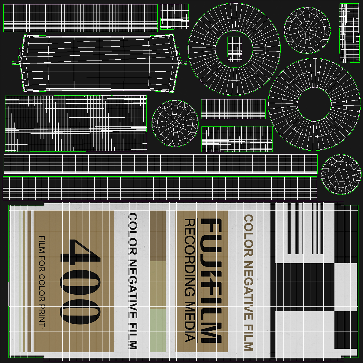 3D 35mm Film Roll Set model