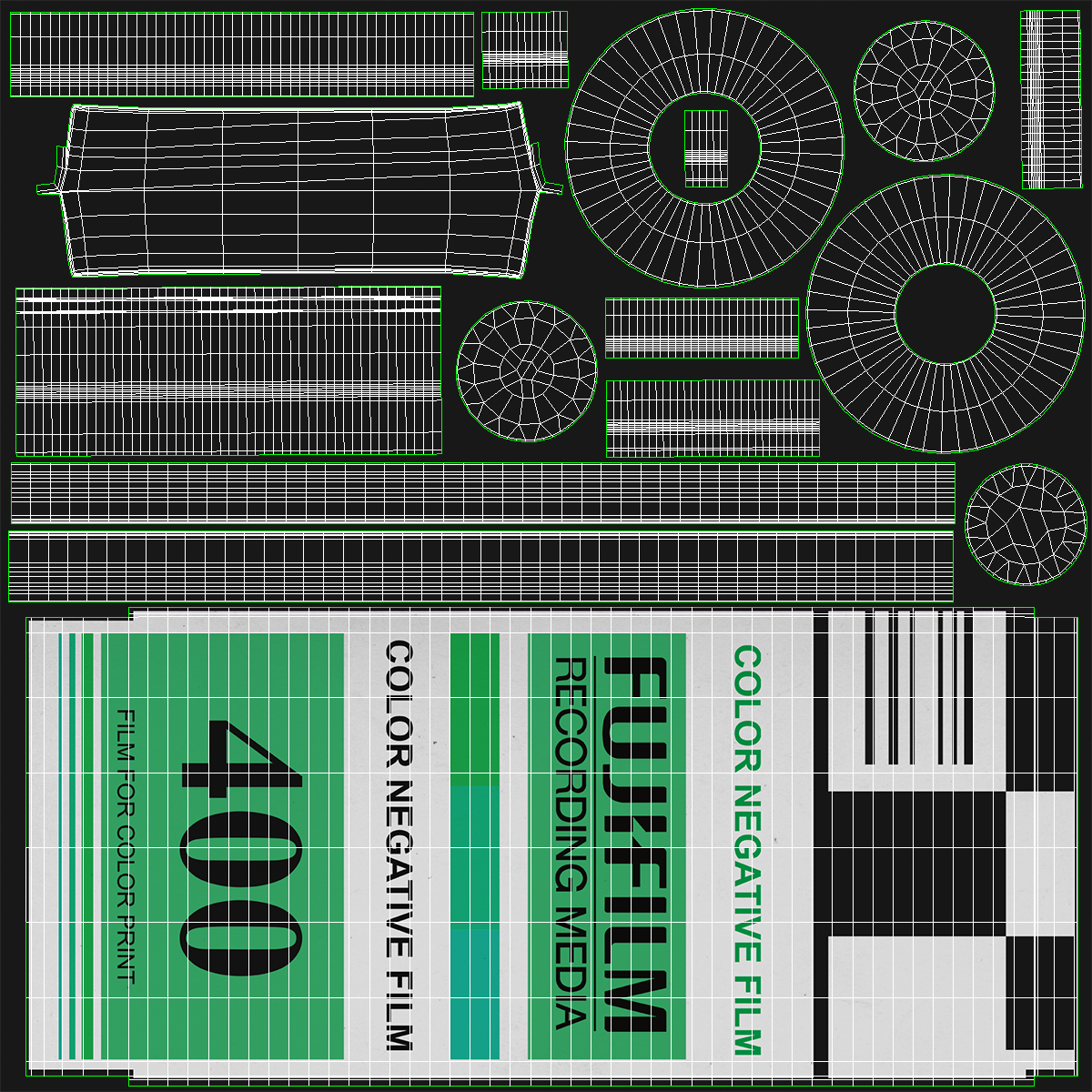 3D 35mm Film Roll Set model