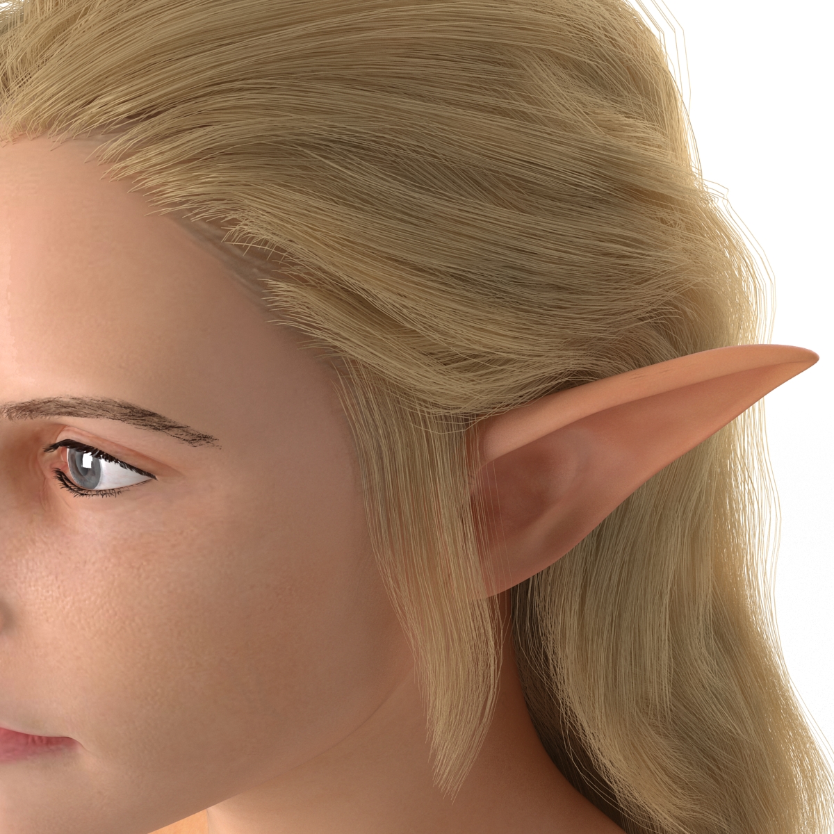 3D model Female Elf Head with Hair