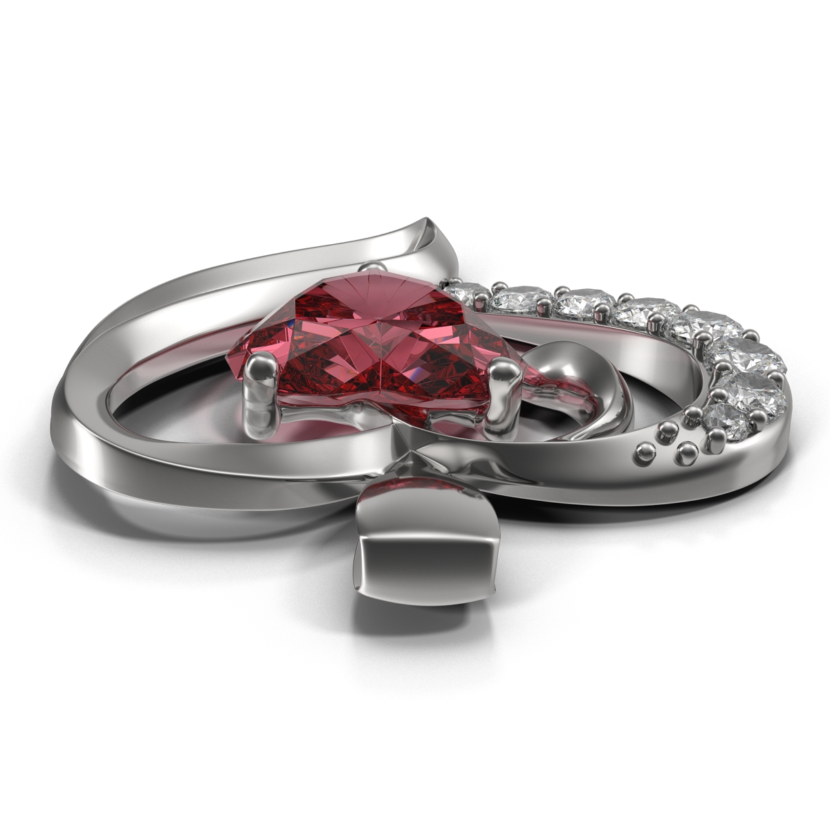 Ruby Heart Necklace 3D model