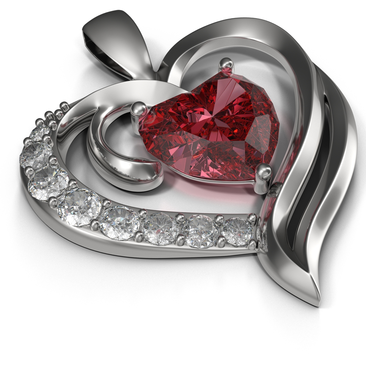 Ruby Heart Necklace 3D model