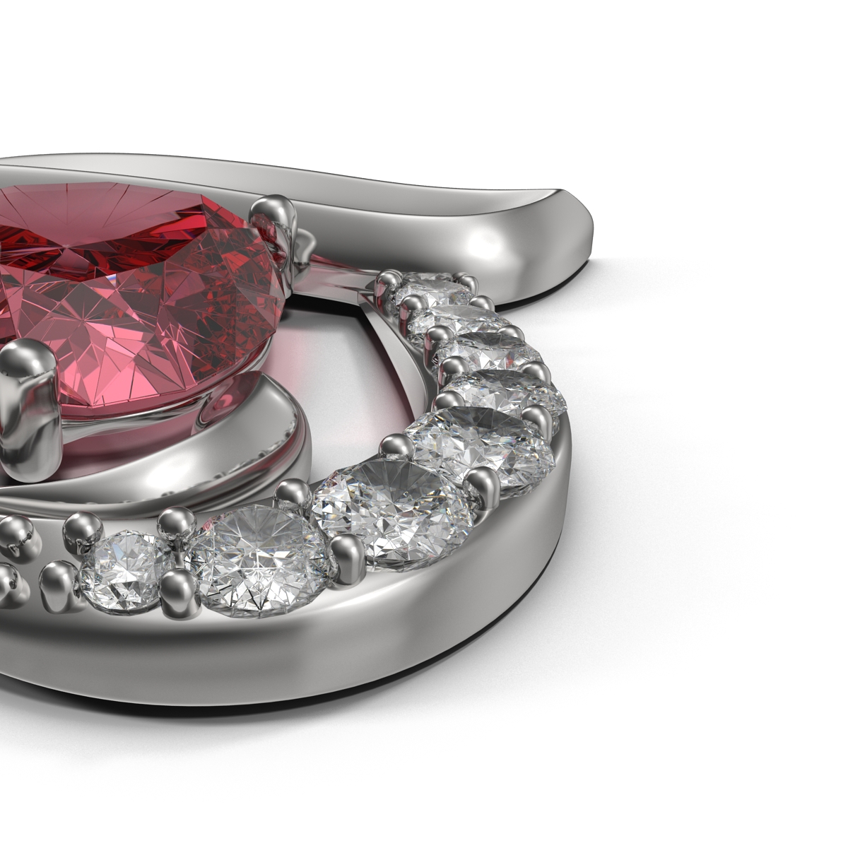 Ruby Heart Necklace 3D model