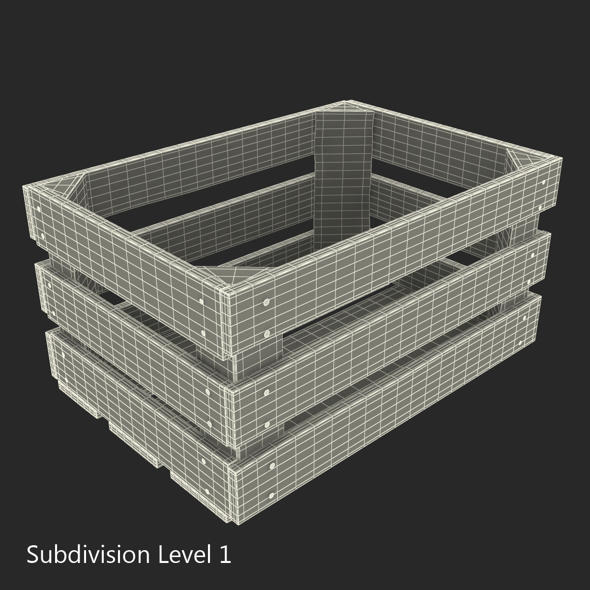 3D Wooden Fruit Crate model